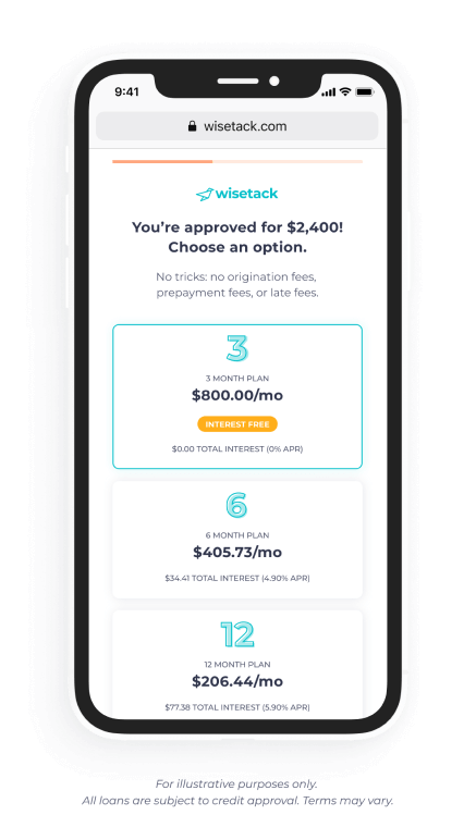 Wisetack financing approval